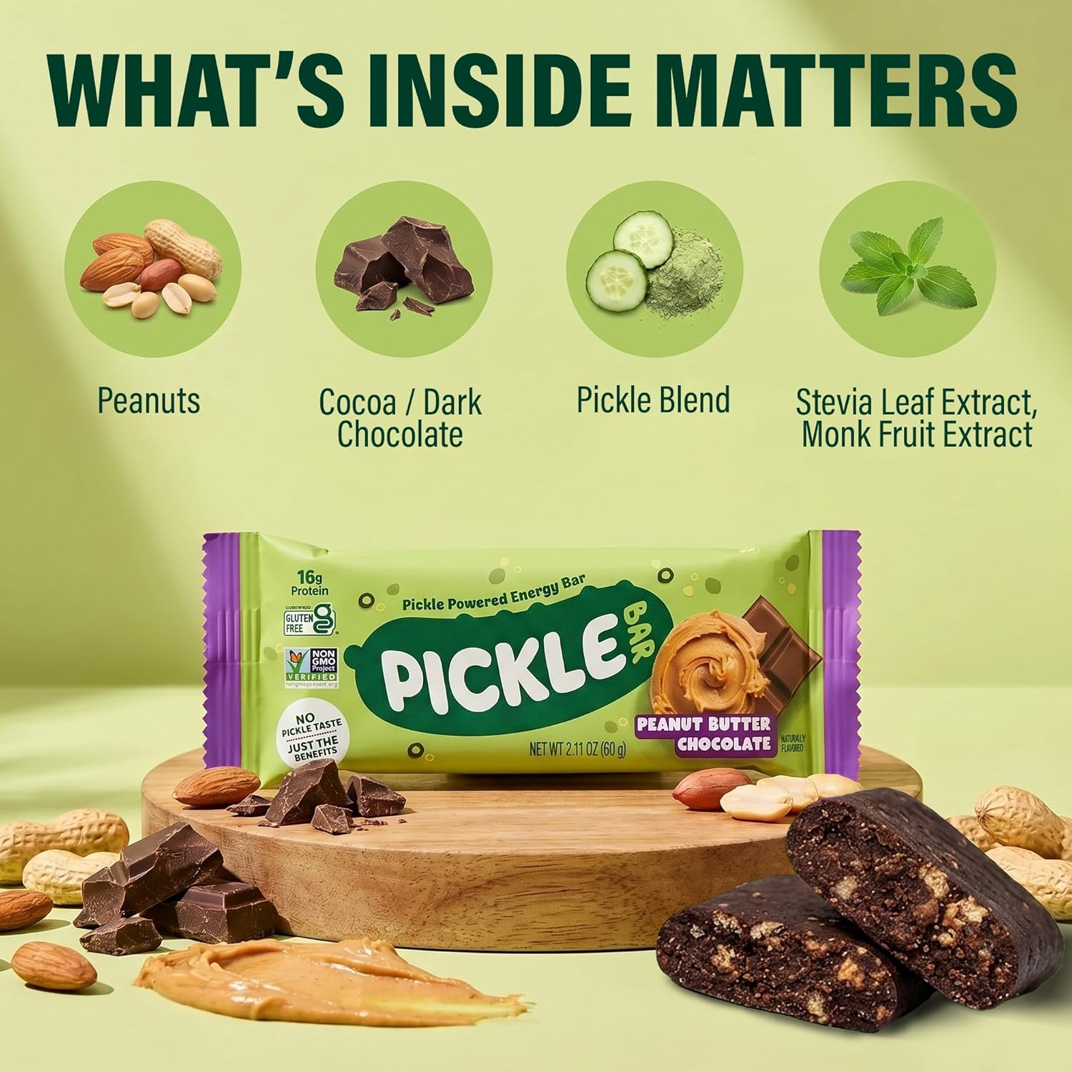 Pickle Bar - Protein Bar with Electrolytes - Peanut Butter Chocolate Flavor